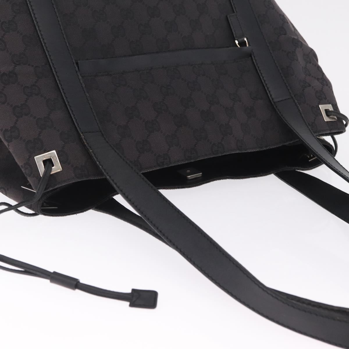 GUCCI GG Canvas Shoulder Bag Black Silver 019 0493 1669 Auth 213443