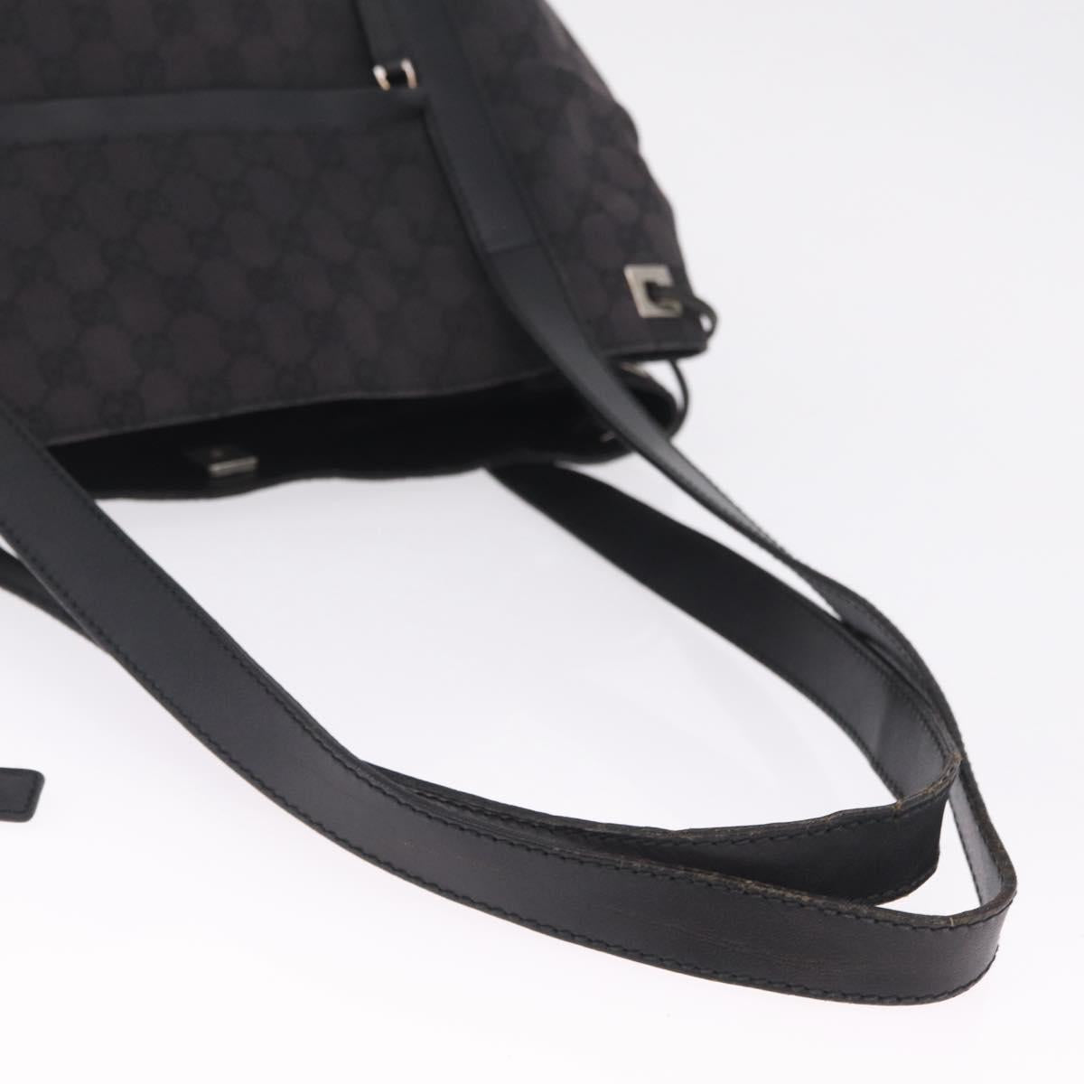 GUCCI GG Canvas Shoulder Bag Black Silver 019 0493 1669 Auth 213443