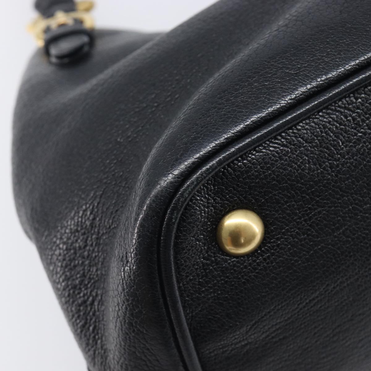 Miu Miu Hand Bag Leather Black Gold Auth 213444
