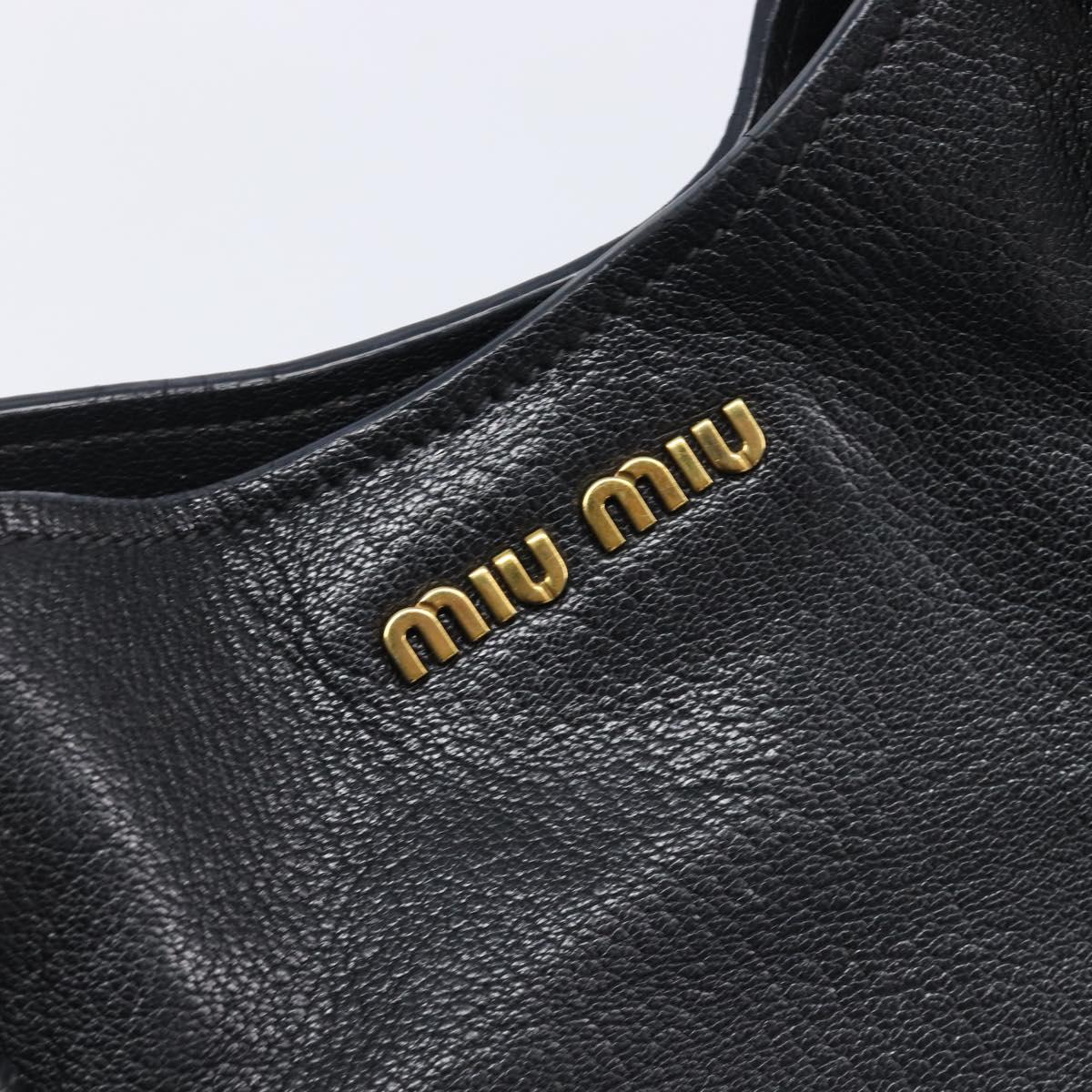Miu Miu Hand Bag Leather Black Gold Auth 213444