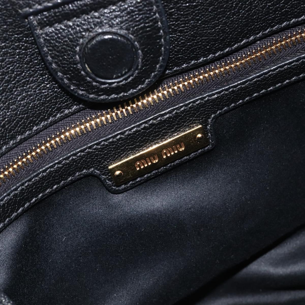 Miu Miu Hand Bag Leather Black Gold Auth 213444