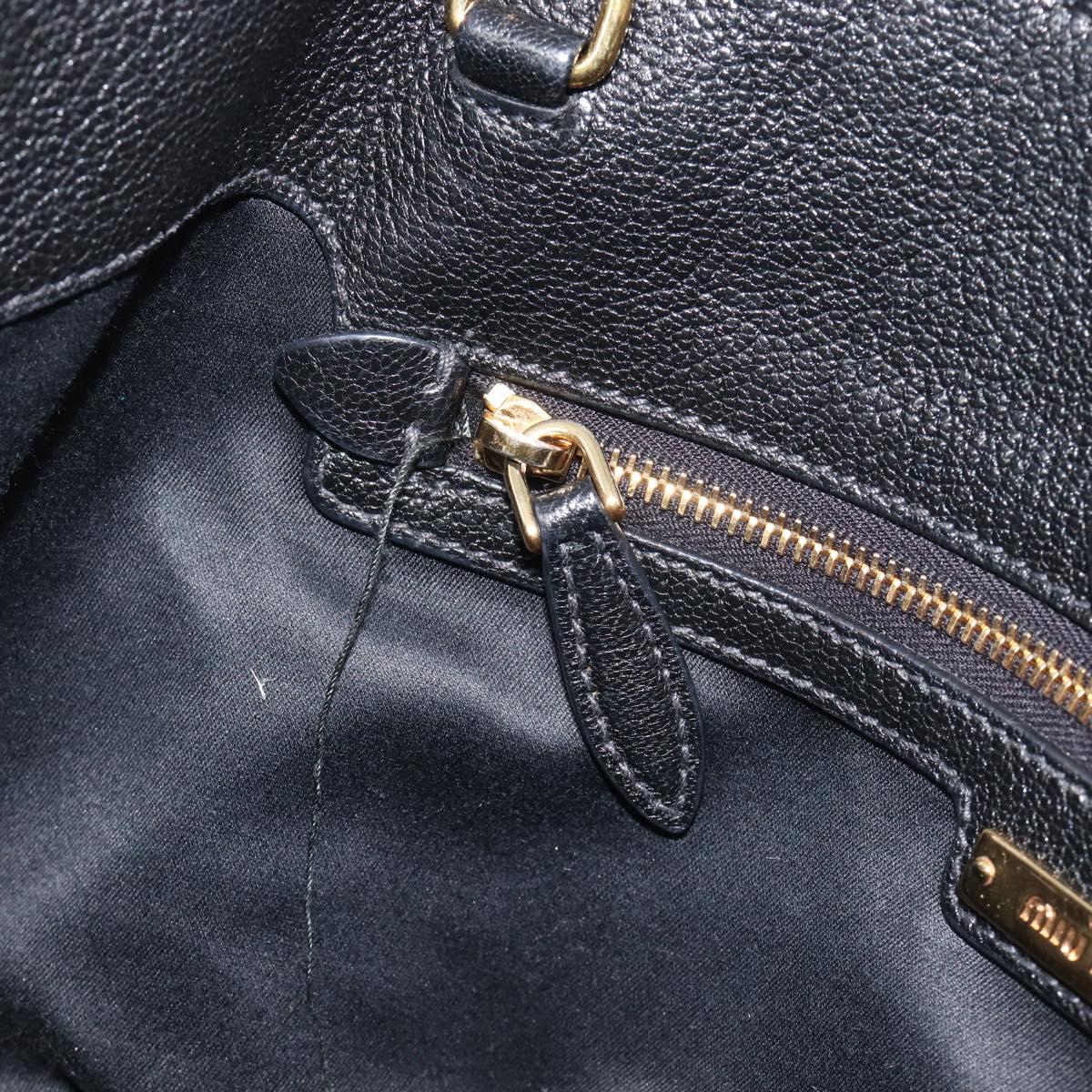 Miu Miu Hand Bag Leather Black Gold Auth 213444