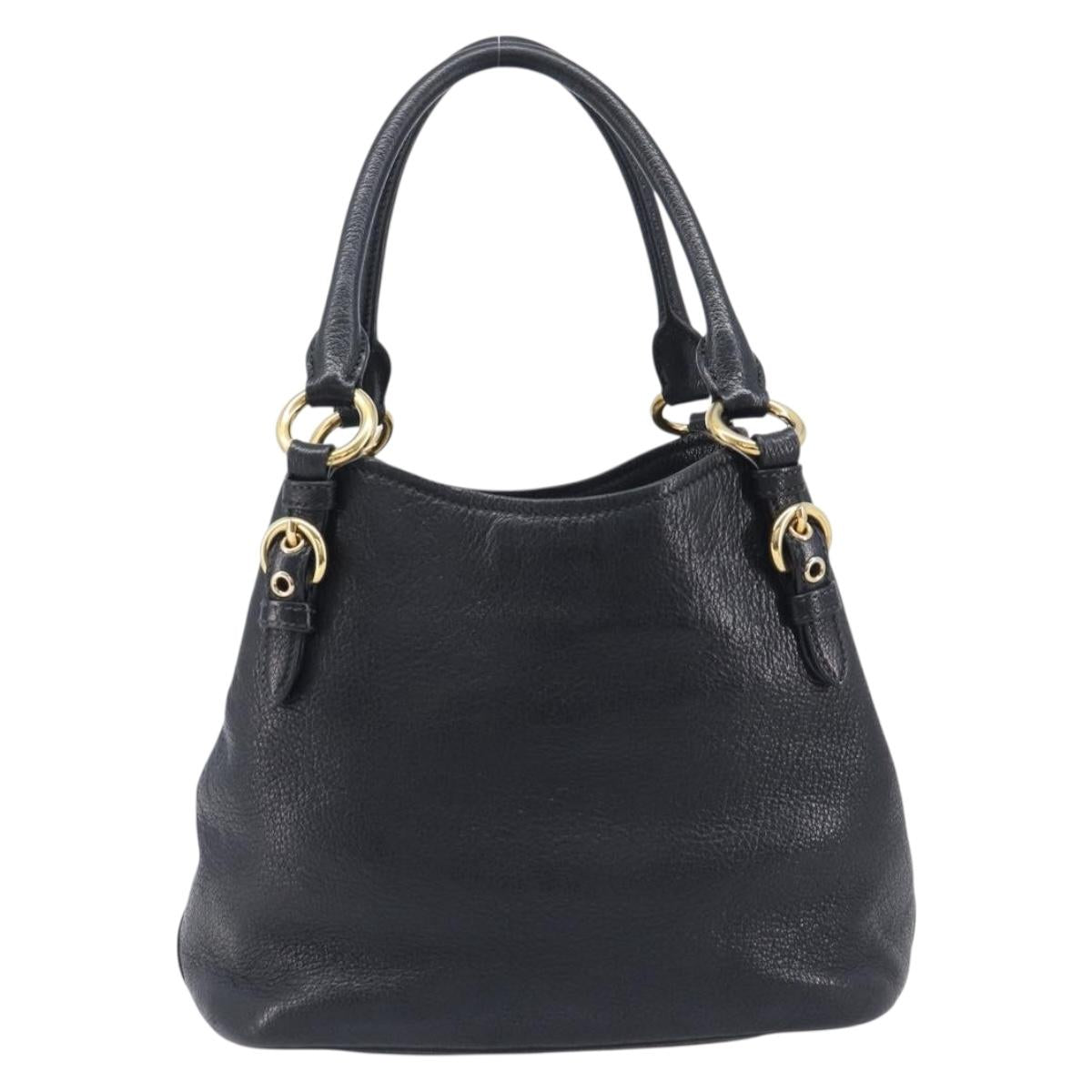 Miu Miu Hand Bag Leather Black Gold Auth 213444