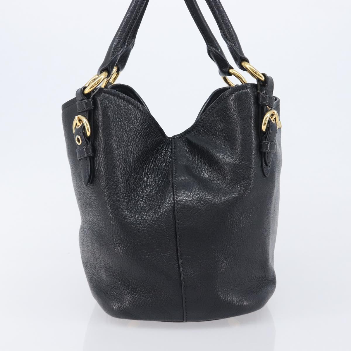 Miu Miu Hand Bag Leather Black Gold Auth 213444
