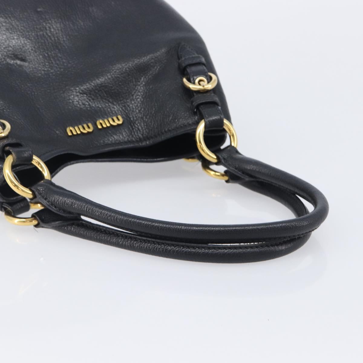 Miu Miu Hand Bag Leather Black Gold Auth 213444