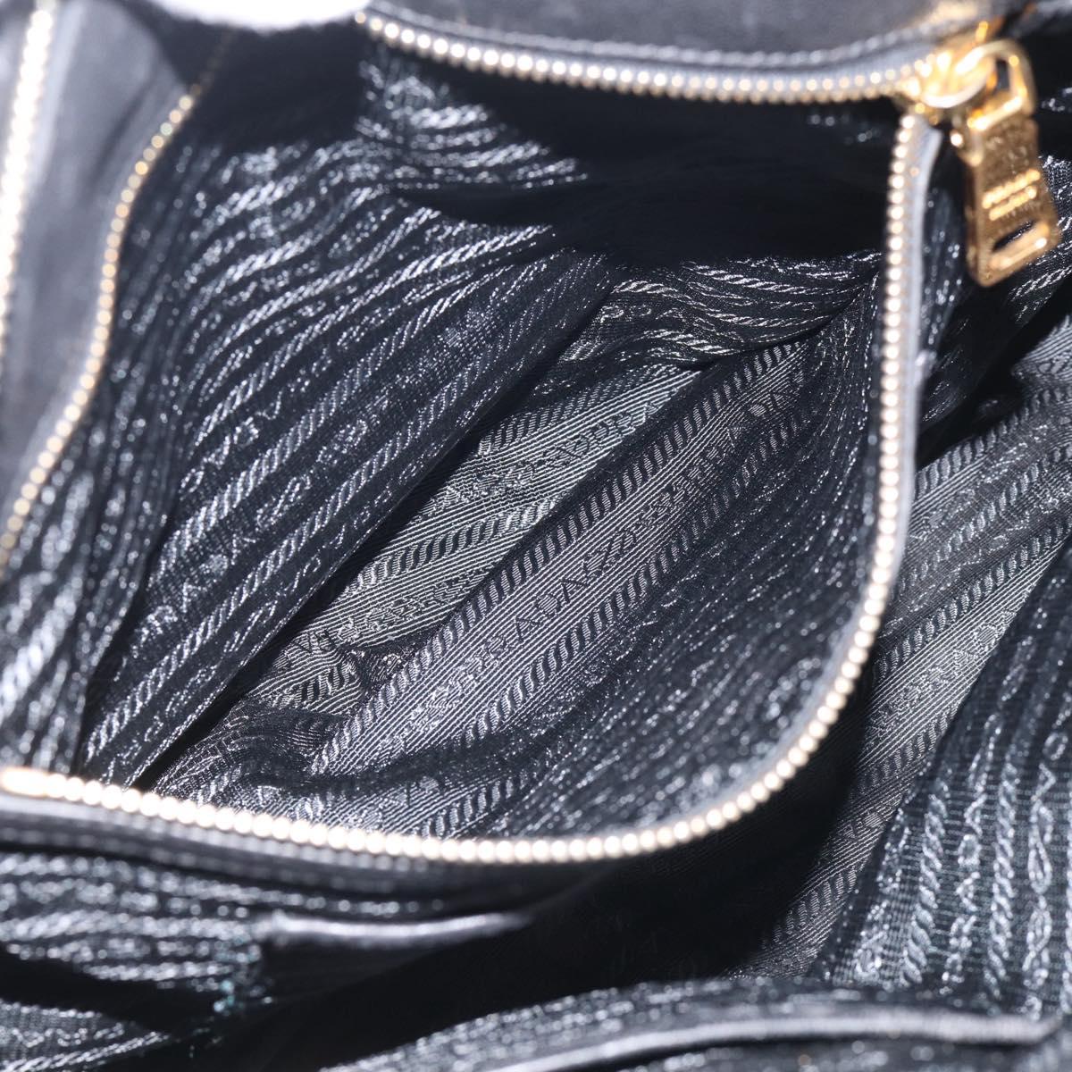 PRADA Gathered Hand Bag Leather 2way Black Gold Auth 213445V