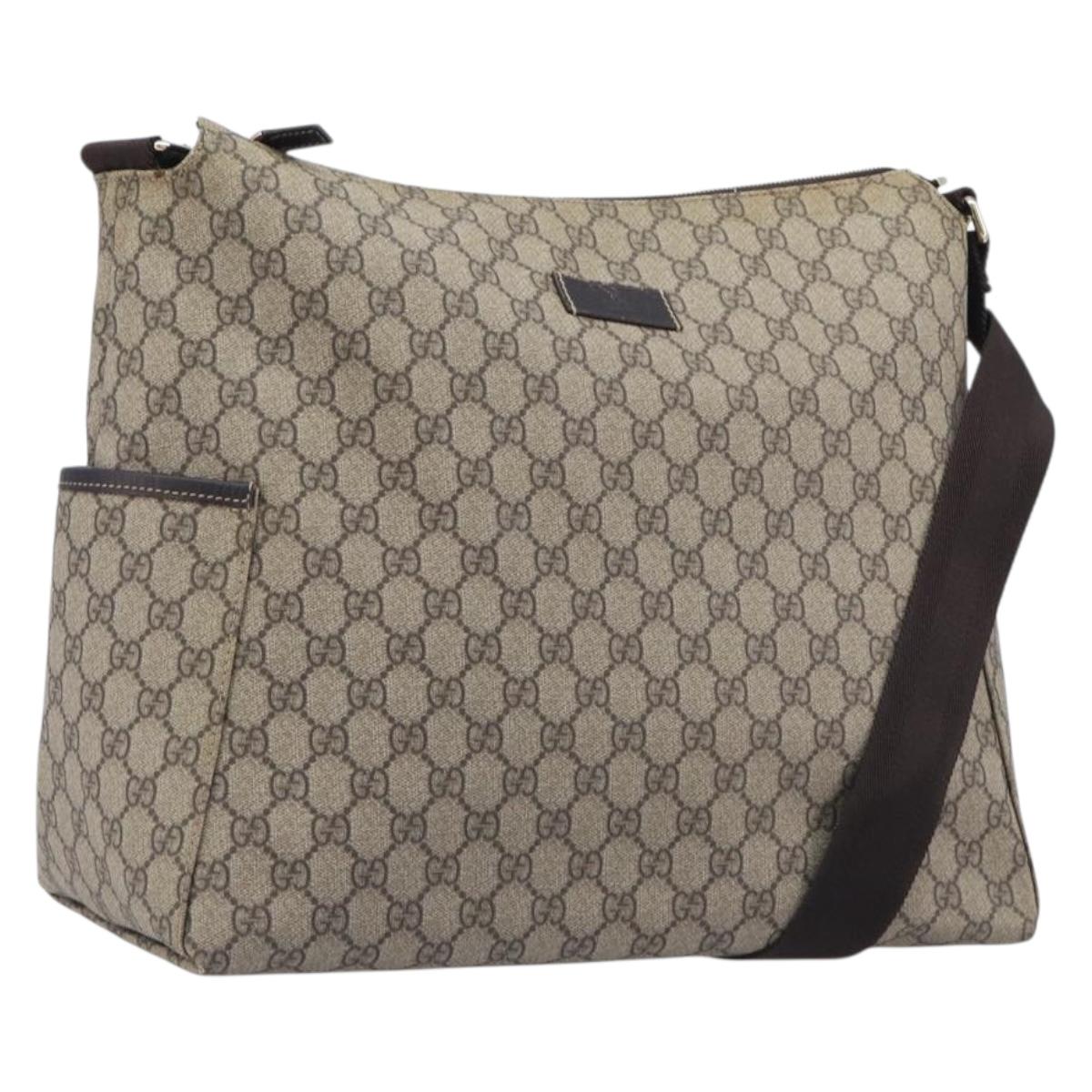 GUCCI GG Supreme Shoulder Bag PVC Beige Gold 201767 Auth 213446