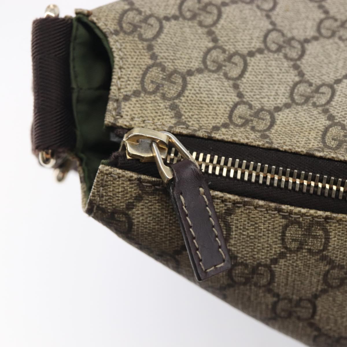GUCCI GG Supreme Shoulder Bag PVC Beige Gold 201767 Auth 213446