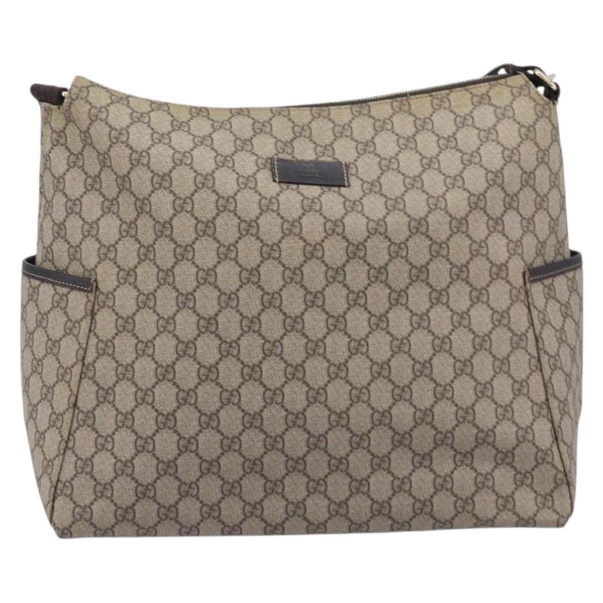 GUCCI GG Supreme Shoulder Bag PVC Beige Gold 201767 Auth 213446