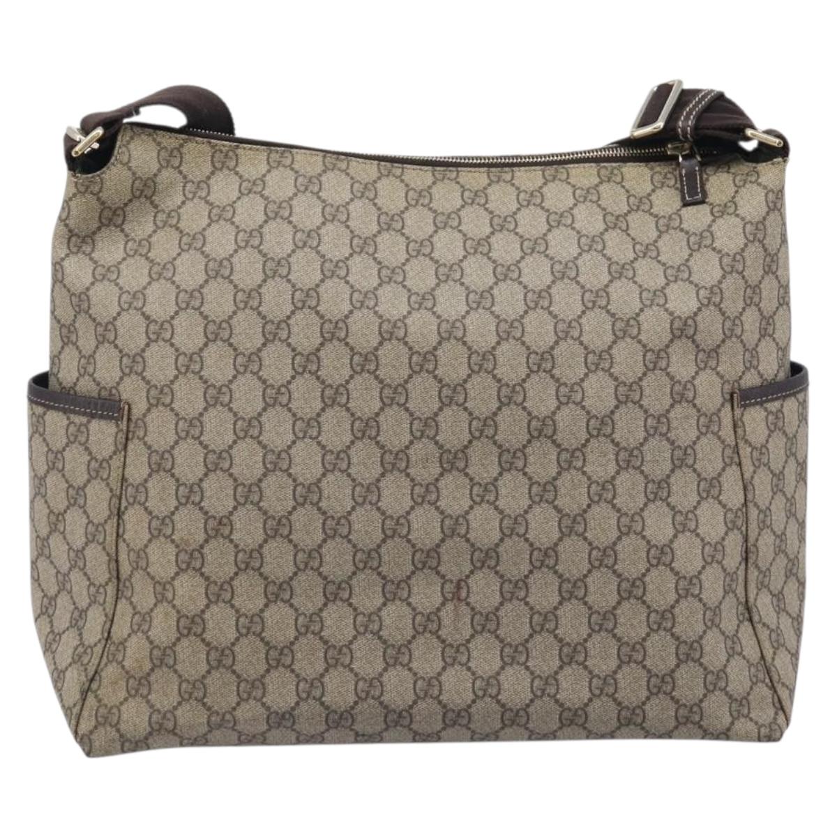 GUCCI GG Supreme Shoulder Bag PVC Beige Gold 201767 Auth 213446