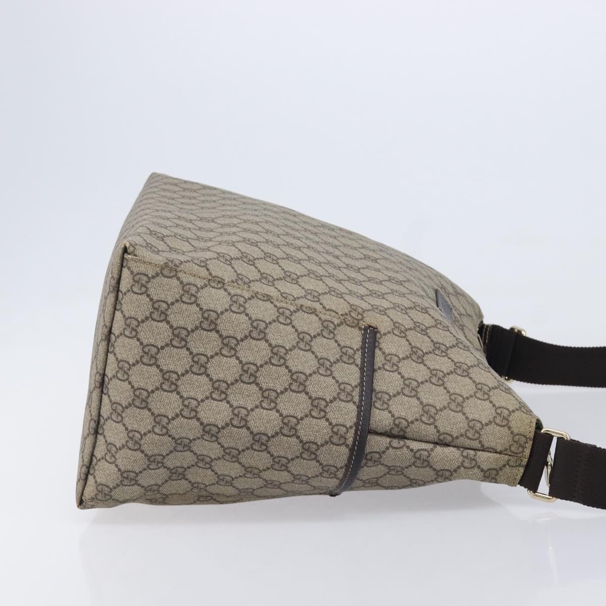 GUCCI GG Supreme Shoulder Bag PVC Beige Gold 201767 Auth 213446