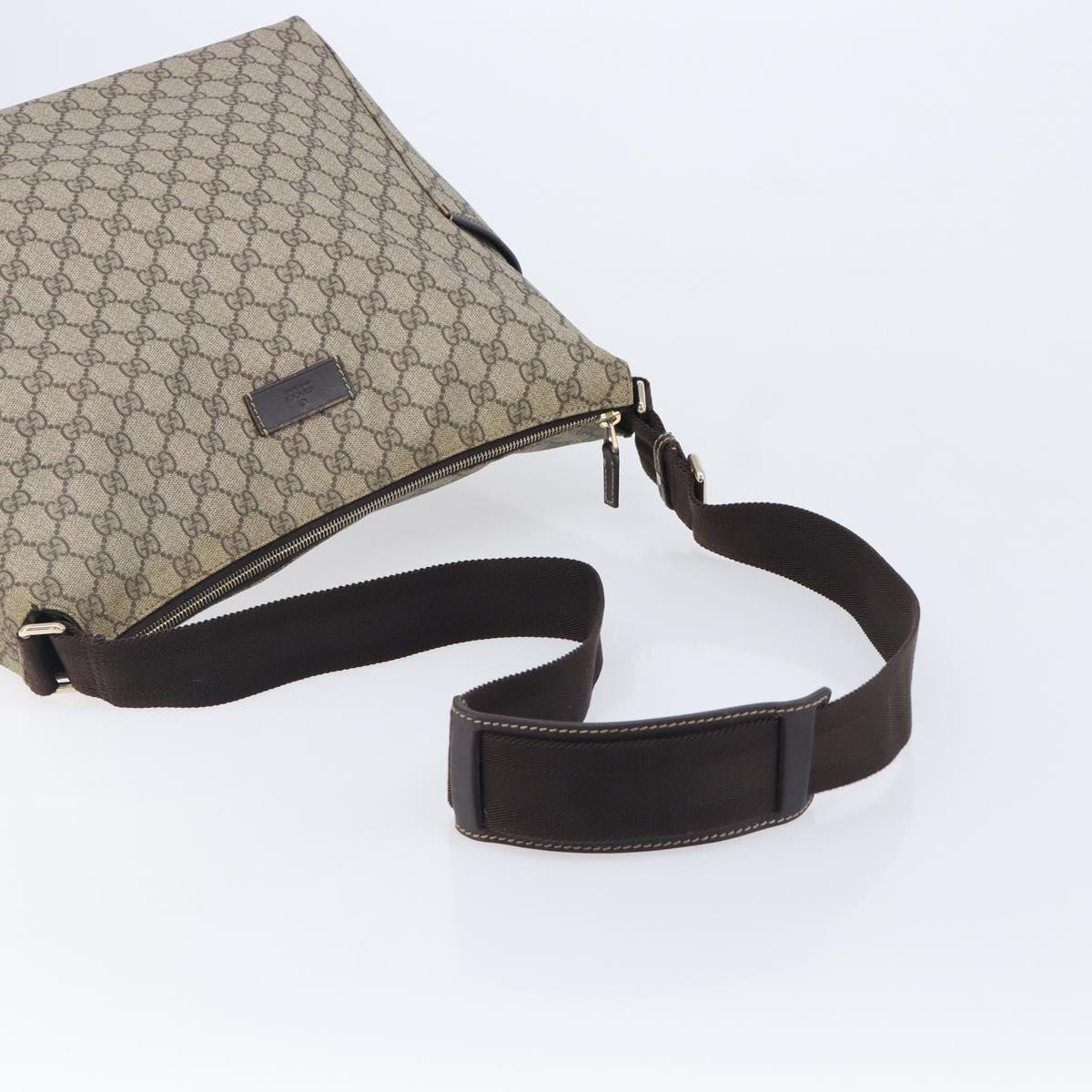 GUCCI GG Supreme Shoulder Bag PVC Beige Gold 201767 Auth 213446