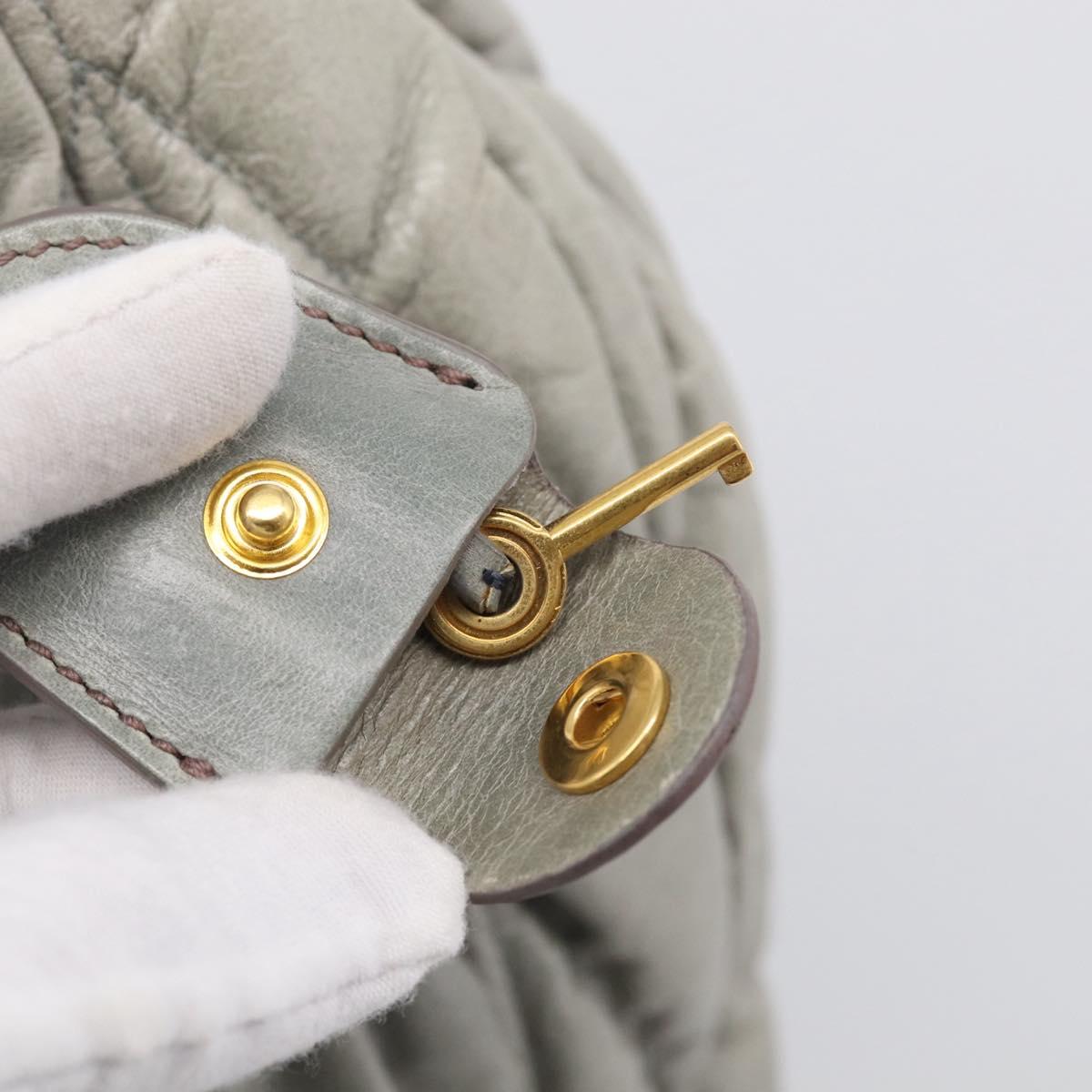Miu Miu Matelasse Hand Bag Vitellolux 2way Green Gold Auth 213447A