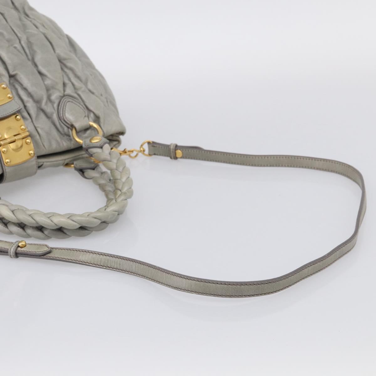 Miu Miu Matelasse Hand Bag Vitellolux 2way Green Gold Auth 213447A