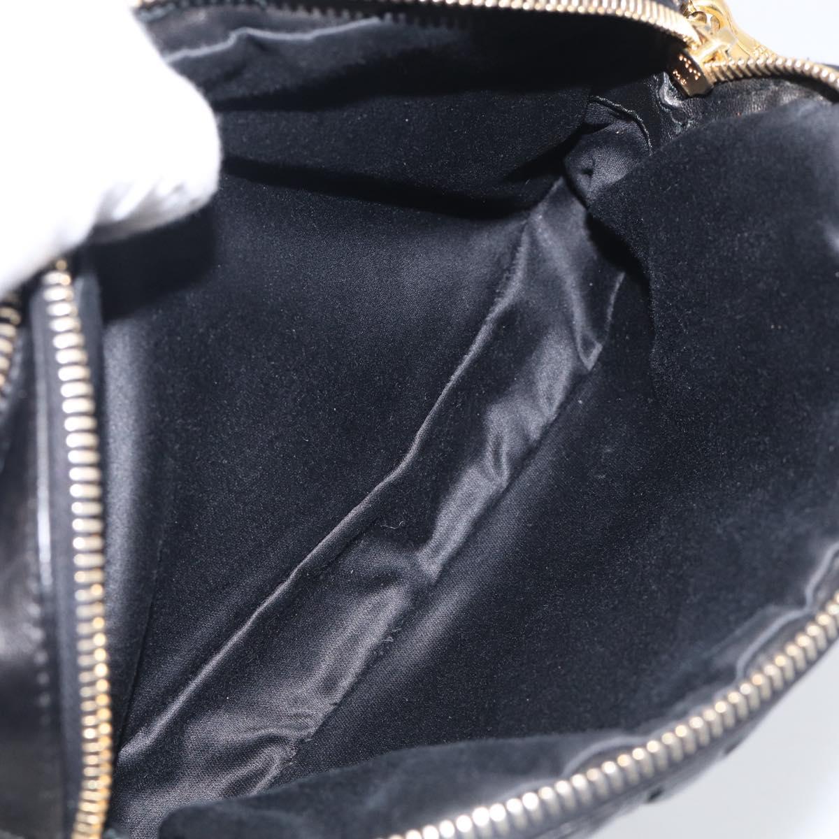 Miu Miu Matelasse Shoulder Bag Leather 2way Black Gold Auth 213449A
