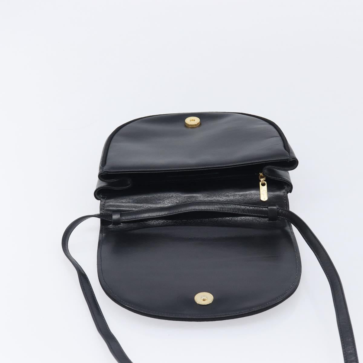 Salvatore Ferragamo Vala Shoulder Bag Leather Black Gold Auth 213457A