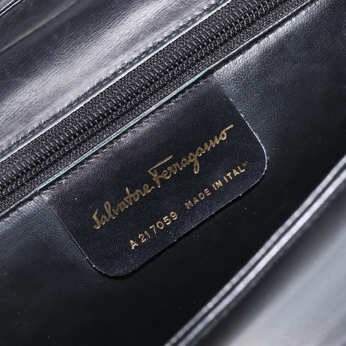 Salvatore Ferragamo Vala Shoulder Bag Leather Black Gold Auth 213457A