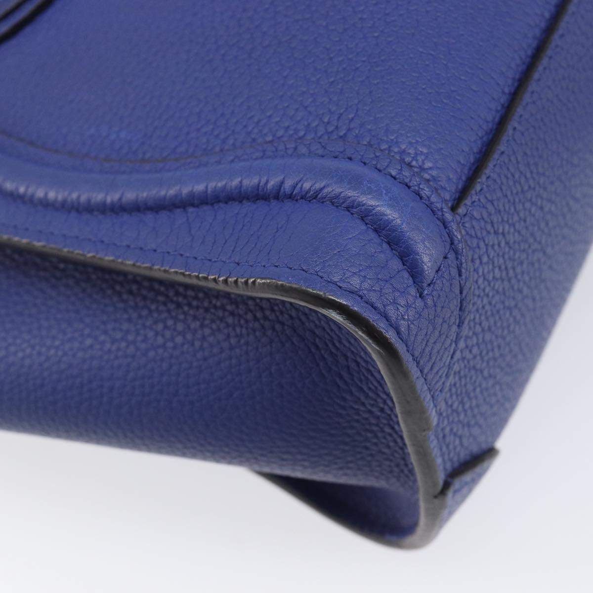 CELINE Luggage Nano Shopper Hand Bag Leather 2way Blue Gold Auth 213458A