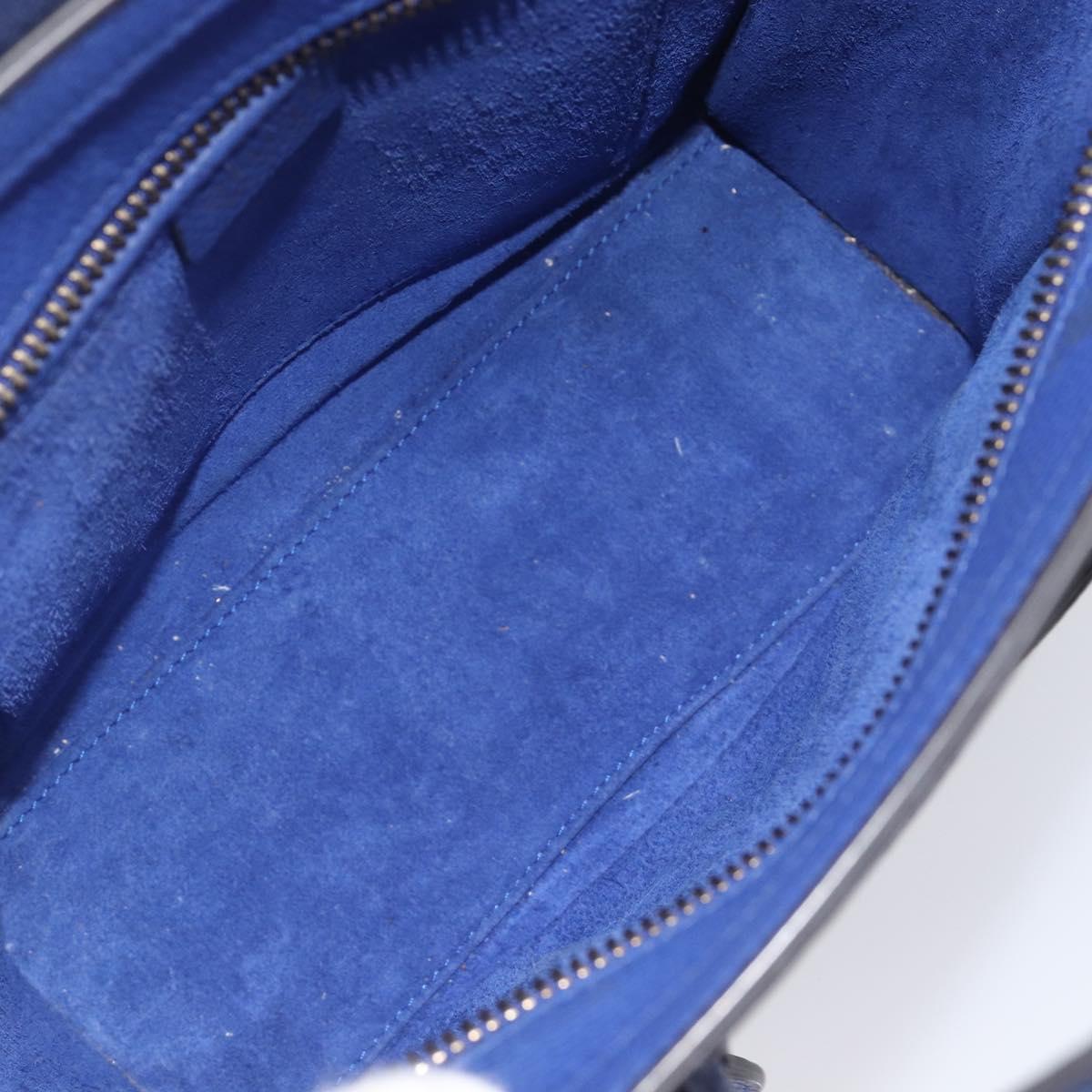 CELINE Luggage Nano Shopper Hand Bag Leather 2way Blue Gold Auth 213458A