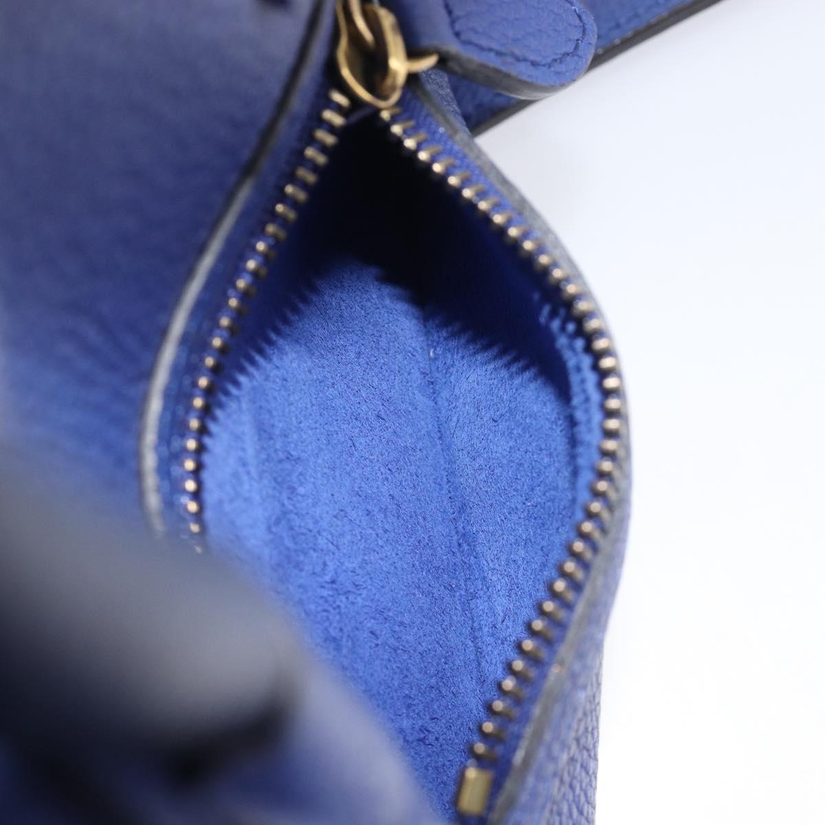 CELINE Luggage Nano Shopper Hand Bag Leather 2way Blue Gold Auth 213458A