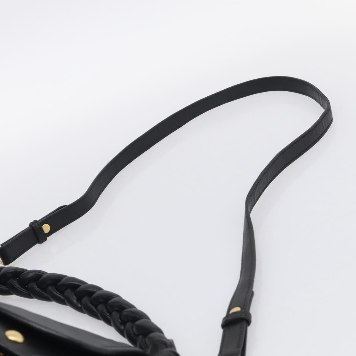 Miu Miu Gathered Hand Bag Leather 2way Black Gold Auth 213459V