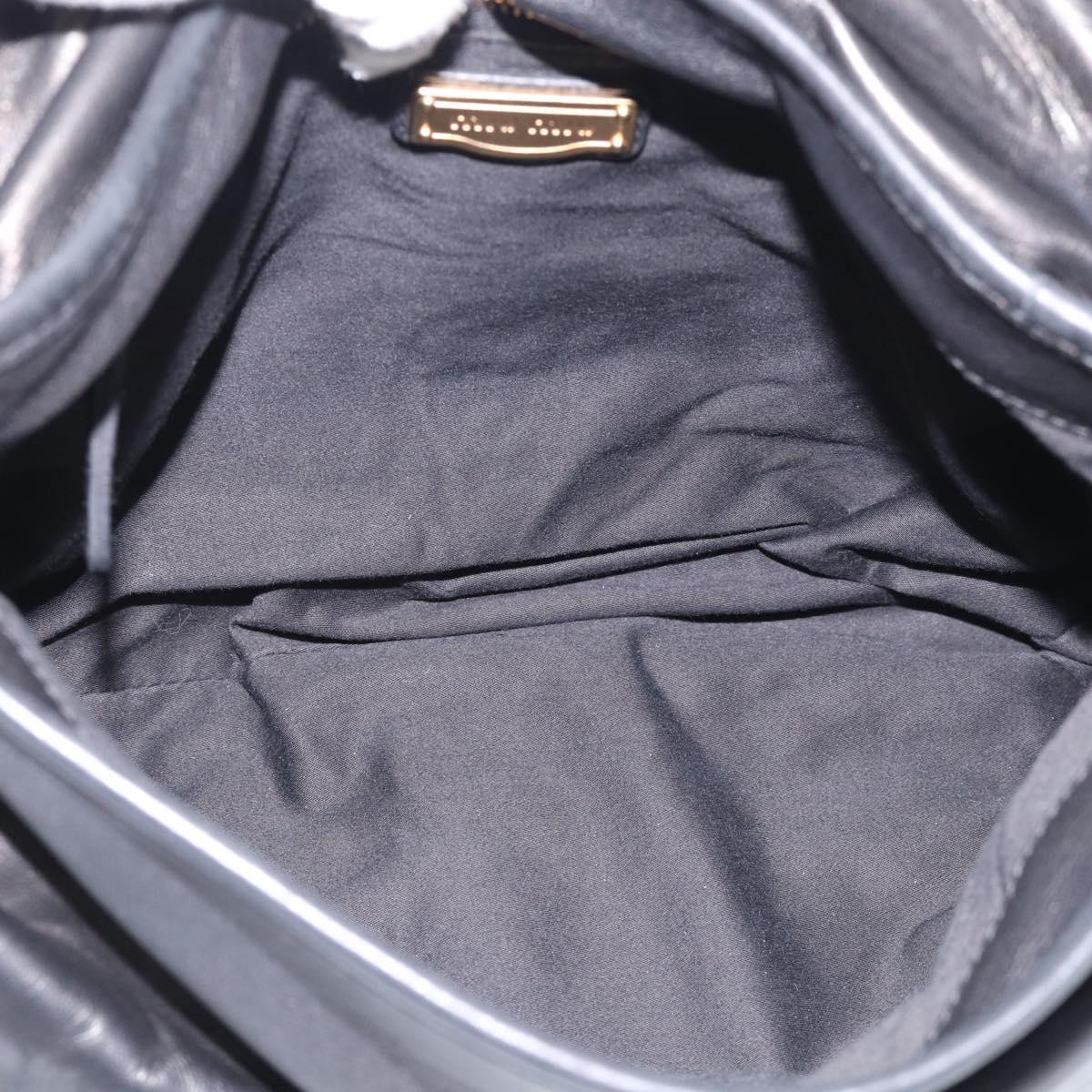 Miu Miu Gathered Hand Bag Leather 2way Black Gold Auth 213459V