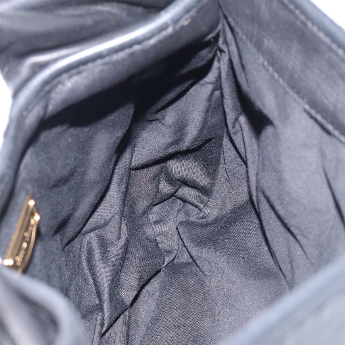 Miu Miu Gathered Hand Bag Leather 2way Black Gold Auth 213459V