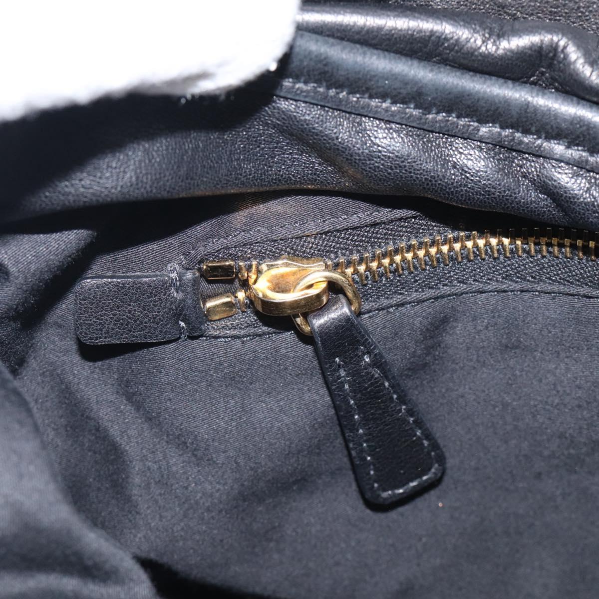 Miu Miu Gathered Hand Bag Leather 2way Black Gold Auth 213459V