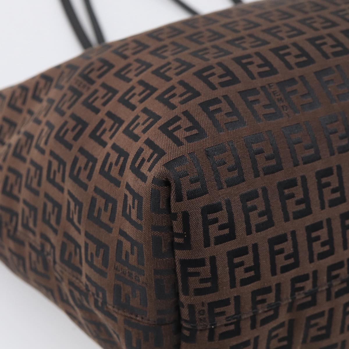FENDI Zucchino Canvas Tote Bag Black Silver Auth 213460A