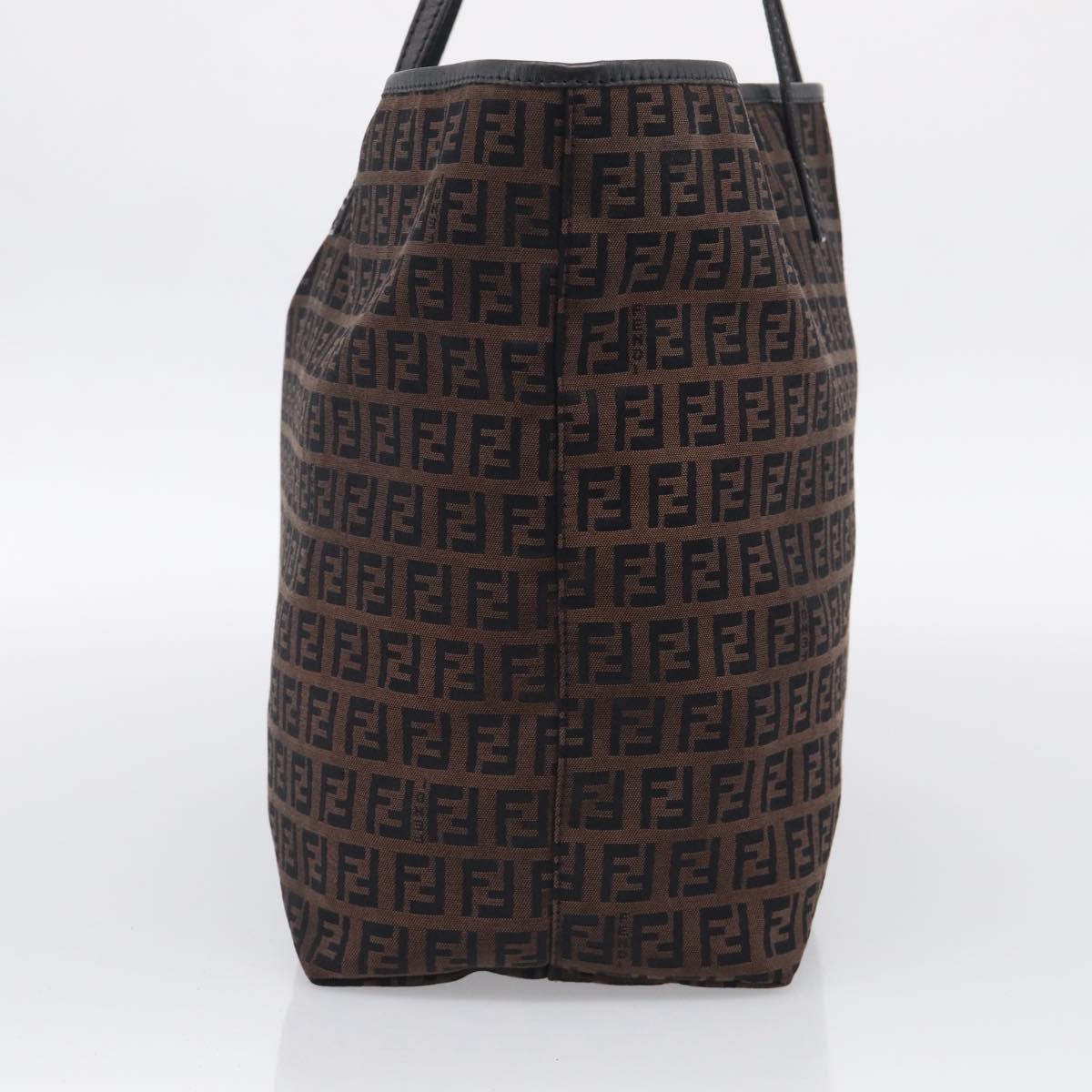 FENDI Zucchino Canvas Tote Bag Black Silver Auth 213460A