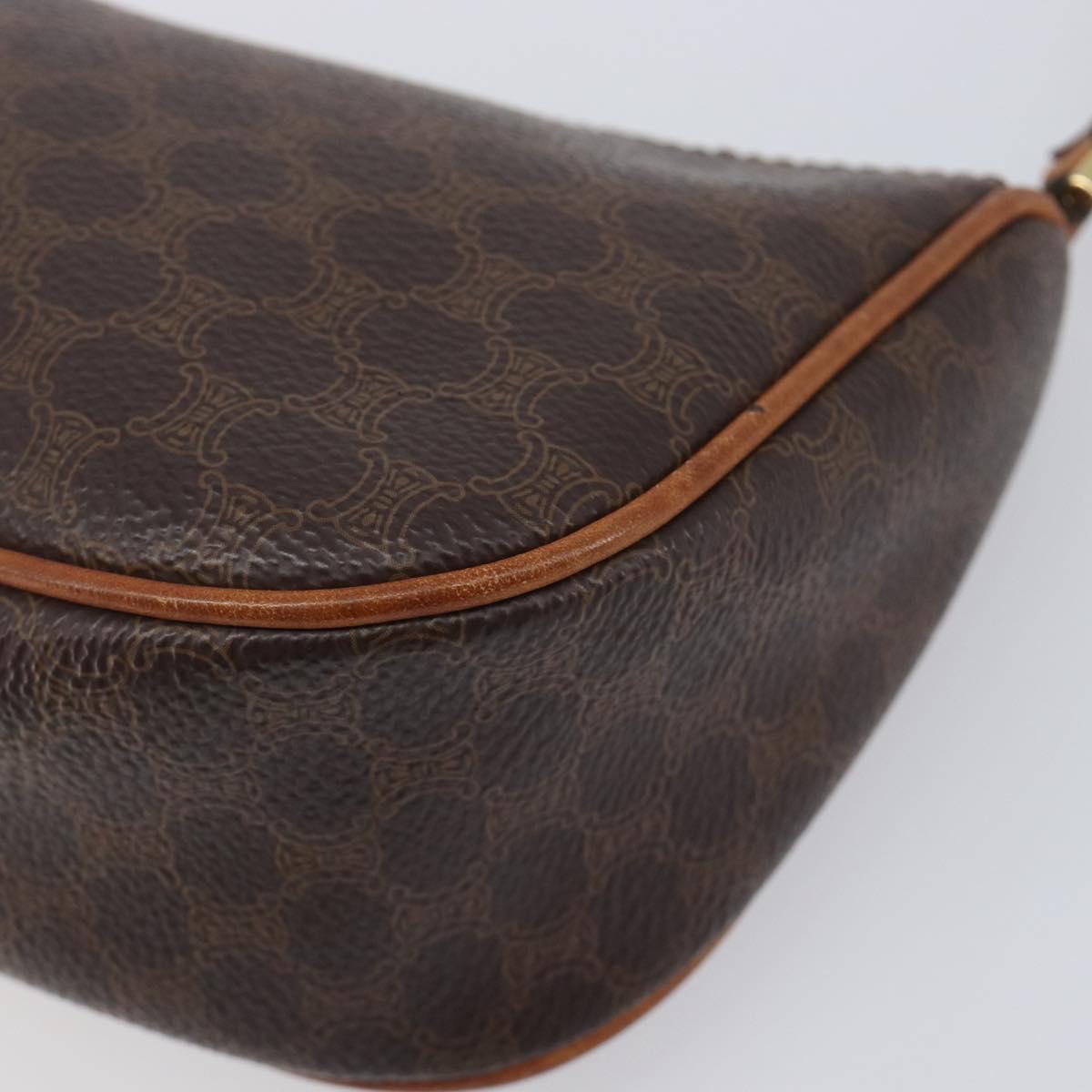 CELINE Macadam Canvas Shoulder Bag PVC Leather Brown Gold Auth 213462