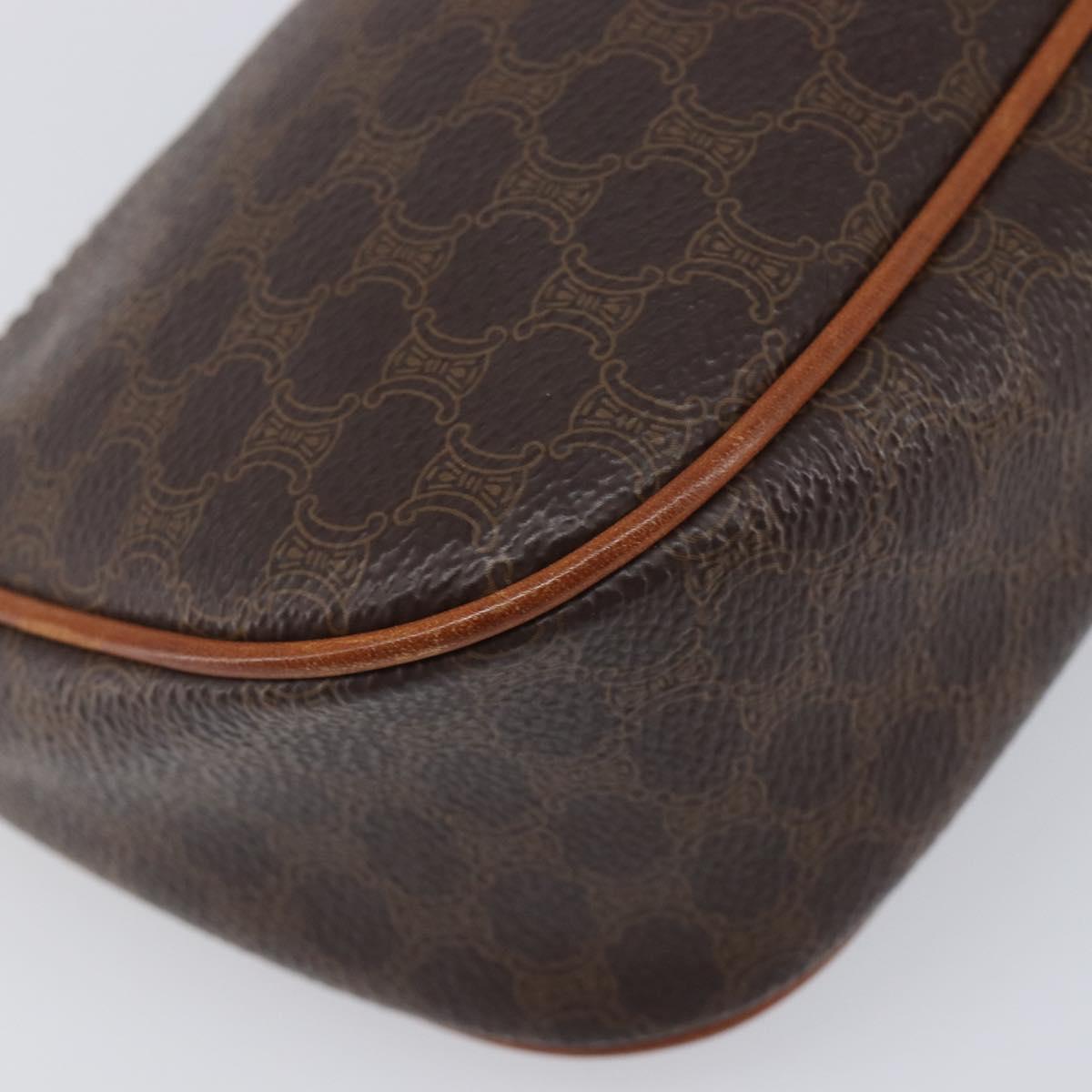 CELINE Macadam Canvas Shoulder Bag PVC Leather Brown Gold Auth 213462