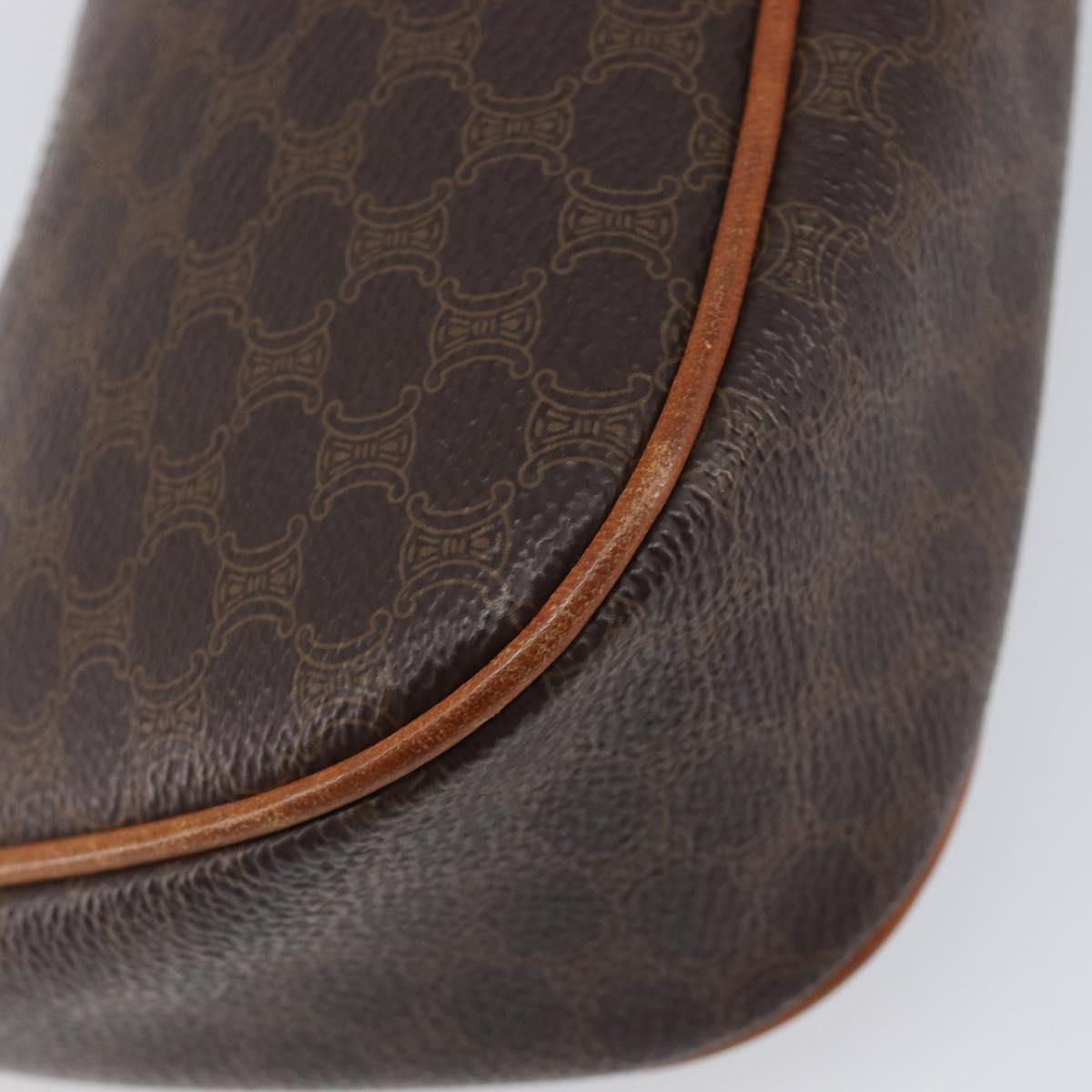 CELINE Macadam Canvas Shoulder Bag PVC Leather Brown Gold Auth 213462