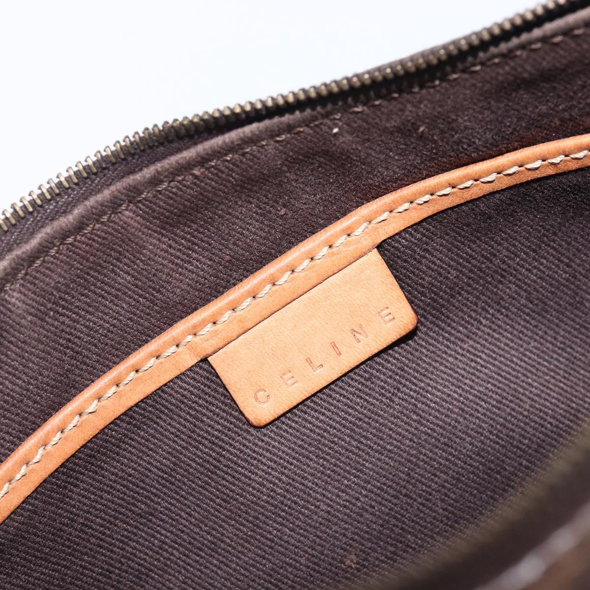 CELINE Macadam Canvas Shoulder Bag PVC Leather Brown Gold Auth 213462