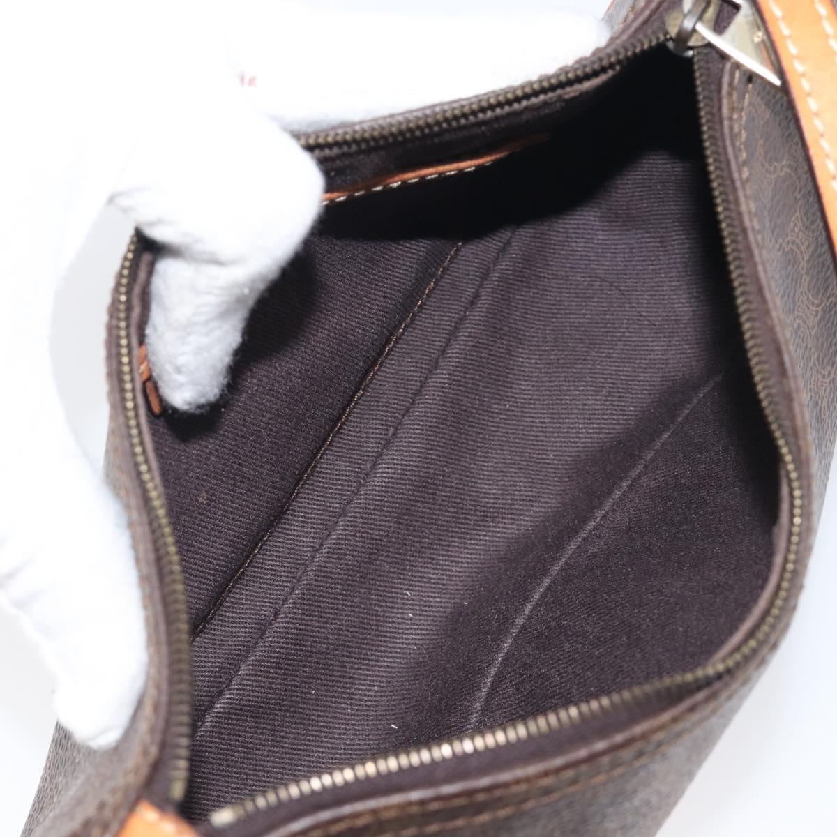 CELINE Macadam Canvas Shoulder Bag PVC Leather Brown Gold Auth 213462