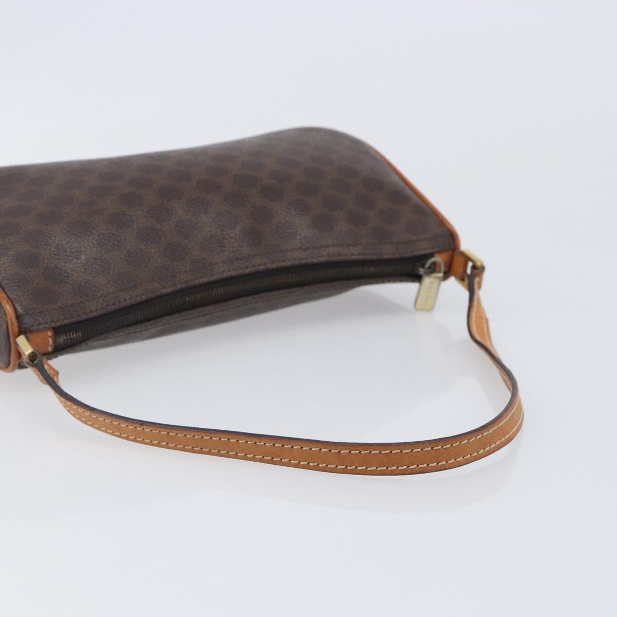 CELINE Macadam Canvas Shoulder Bag PVC Leather Brown Gold Auth 213462