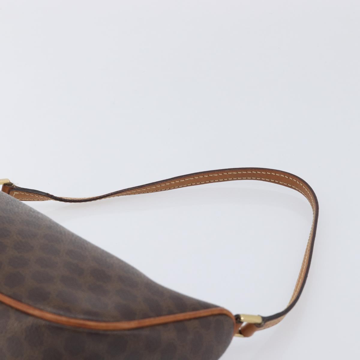 CELINE Macadam Canvas Shoulder Bag PVC Leather Brown Gold Auth 213462