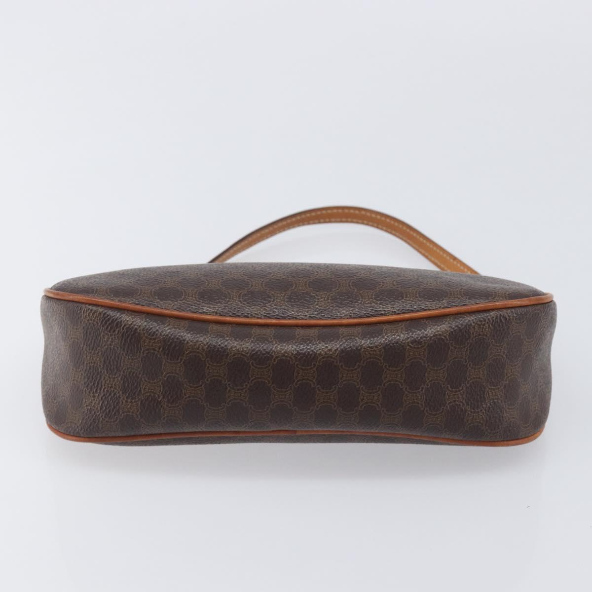 CELINE Macadam Canvas Shoulder Bag PVC Leather Brown Gold Auth 213462