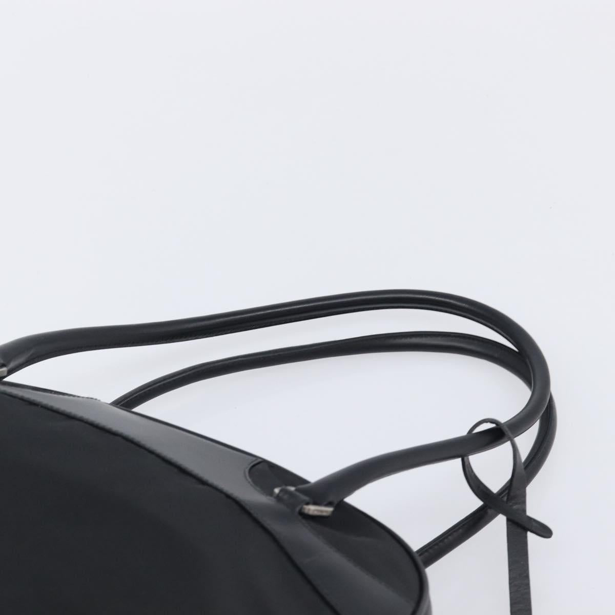 PRADA Hand Bag Nylon Leather Black Silver Auth 213463A
