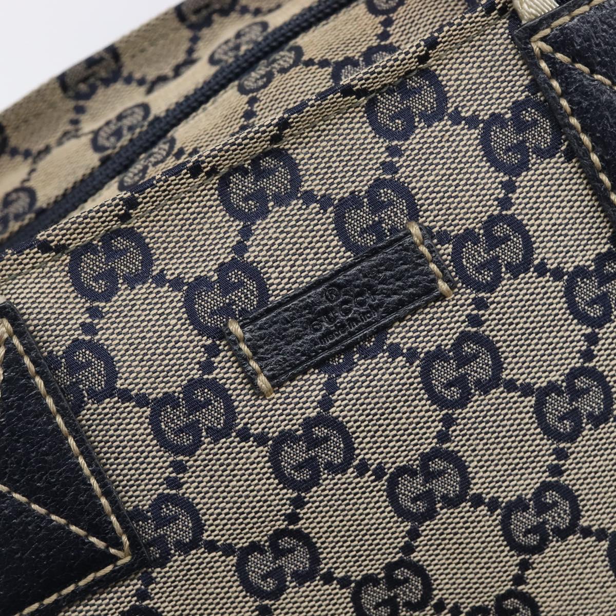 GUCCI GG Canvas Sherry Line Hand Bag Navy Silver 131228 Auth 213464A