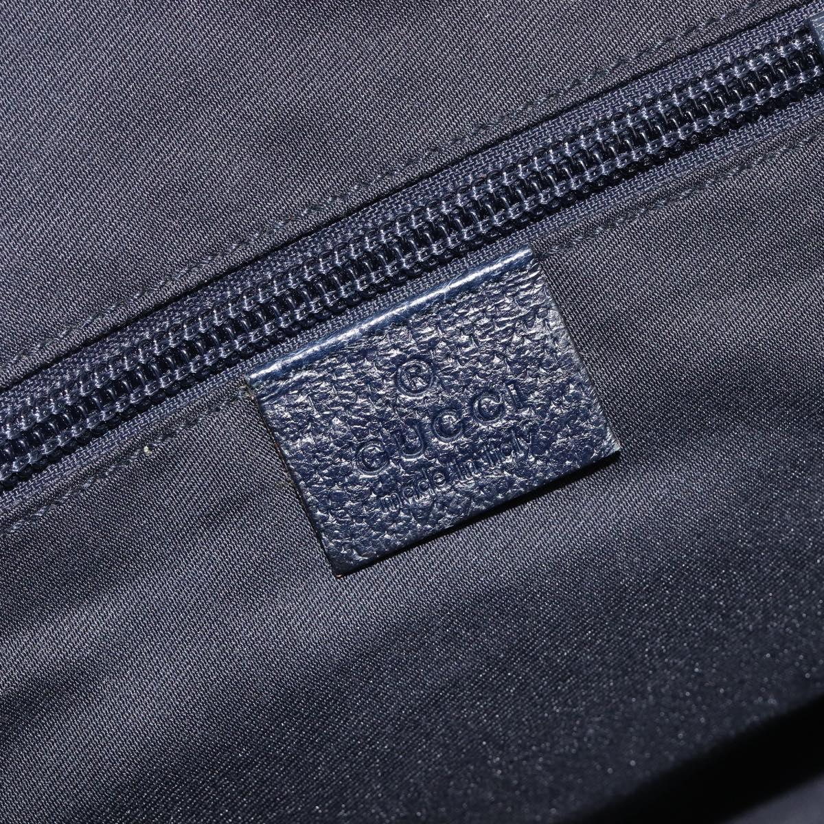 GUCCI GG Canvas Sherry Line Hand Bag Navy Silver 131228 Auth 213464A