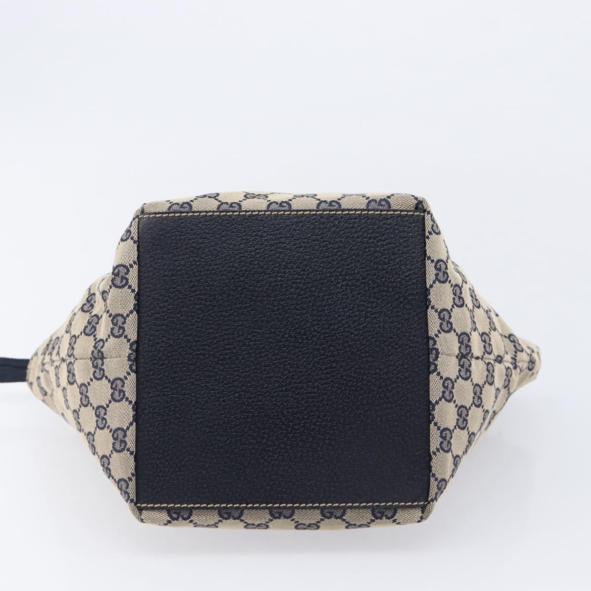 GUCCI GG Canvas Sherry Line Hand Bag Navy Silver 131228 Auth 213464A