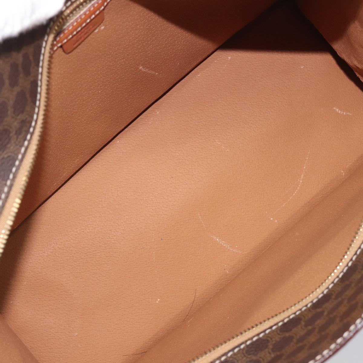 CELINE Macadam Canvas Hand Bag PVC Leather Brown Gold Auth 213465