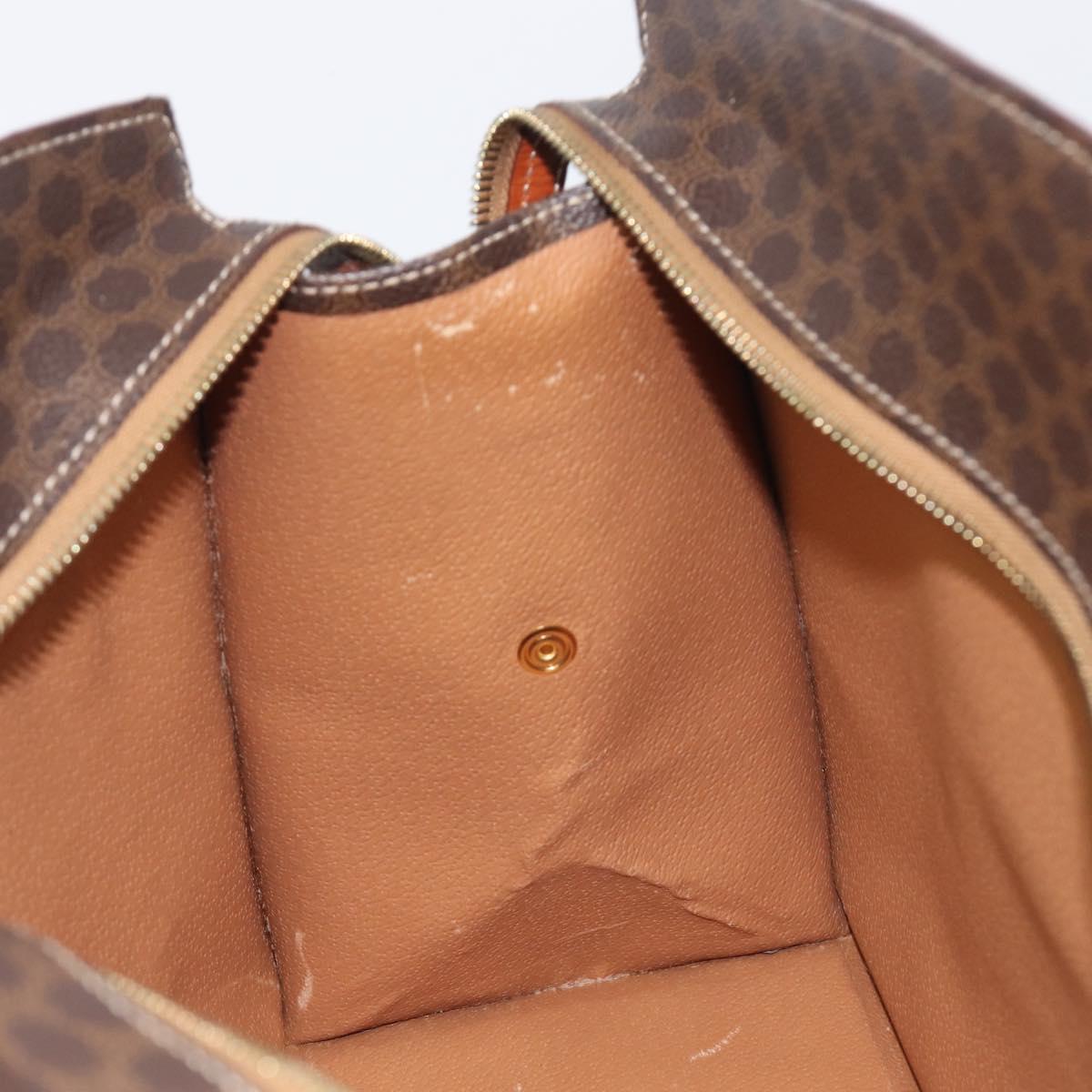 CELINE Macadam Canvas Hand Bag PVC Leather Brown Gold Auth 213465