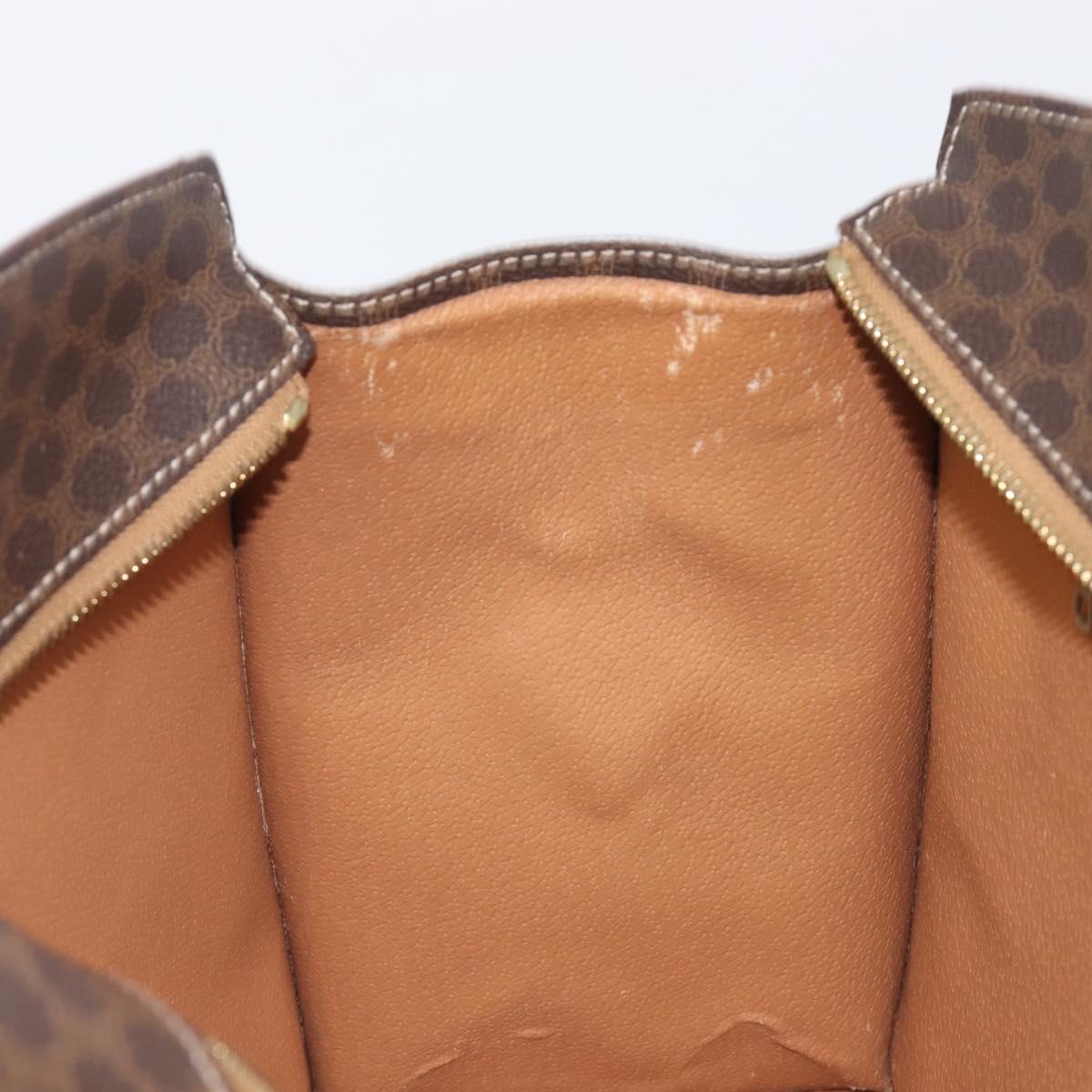 CELINE Macadam Canvas Hand Bag PVC Leather Brown Gold Auth 213465