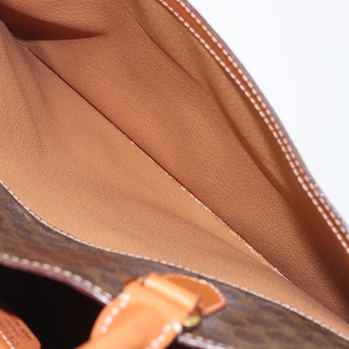 CELINE Macadam Canvas Hand Bag PVC Leather Brown Gold Auth 213465
