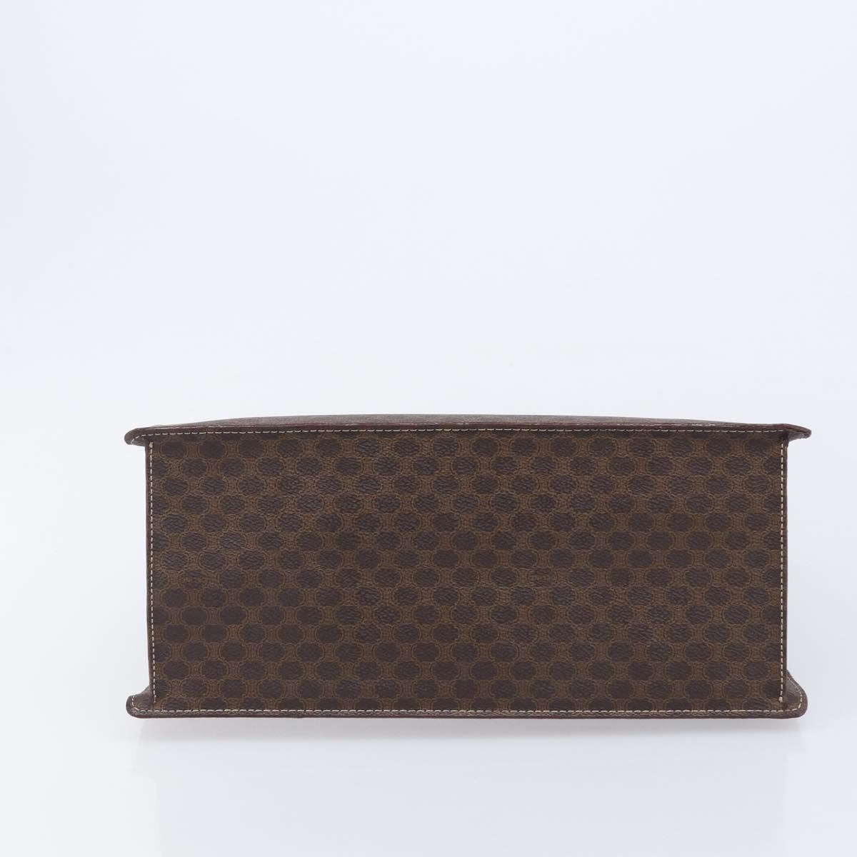 CELINE Macadam Canvas Hand Bag PVC Leather Brown Gold Auth 213465