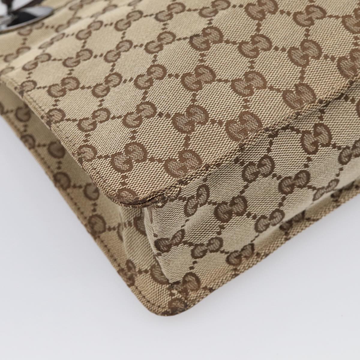 GUCCI GG Canvas Shoulder Bag Beige Silver 120841 Auth 213466
