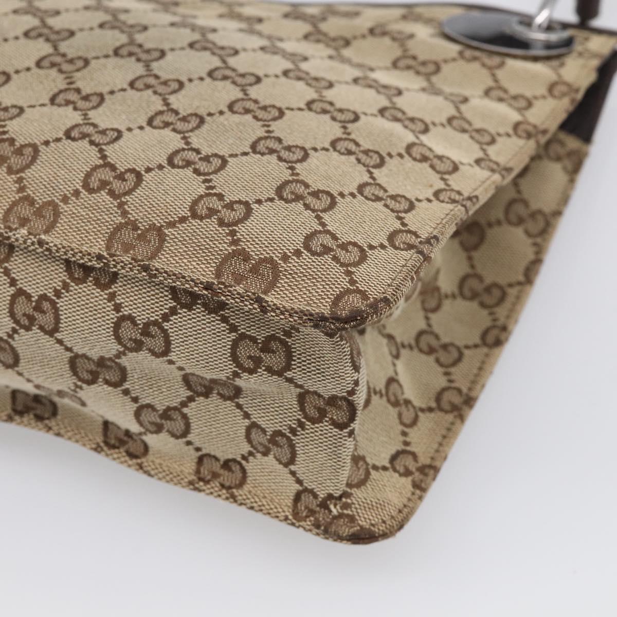 GUCCI GG Canvas Shoulder Bag Beige Silver 120841 Auth 213466