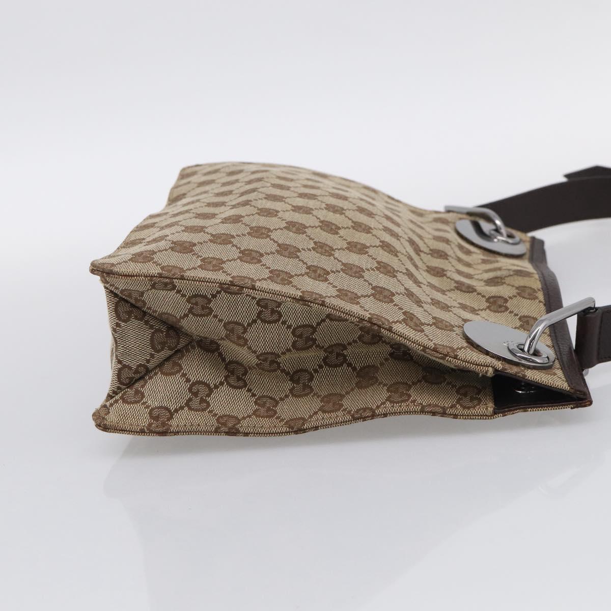 GUCCI GG Canvas Shoulder Bag Beige Silver 120841 Auth 213466